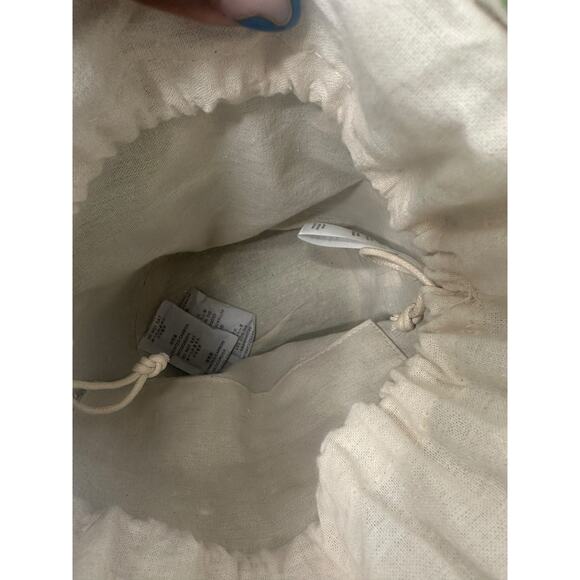 Anthropologie Raffia Green Yellow Lemon Embroidered Beachy Fruit Bucket Bag - Picture 4 of 7